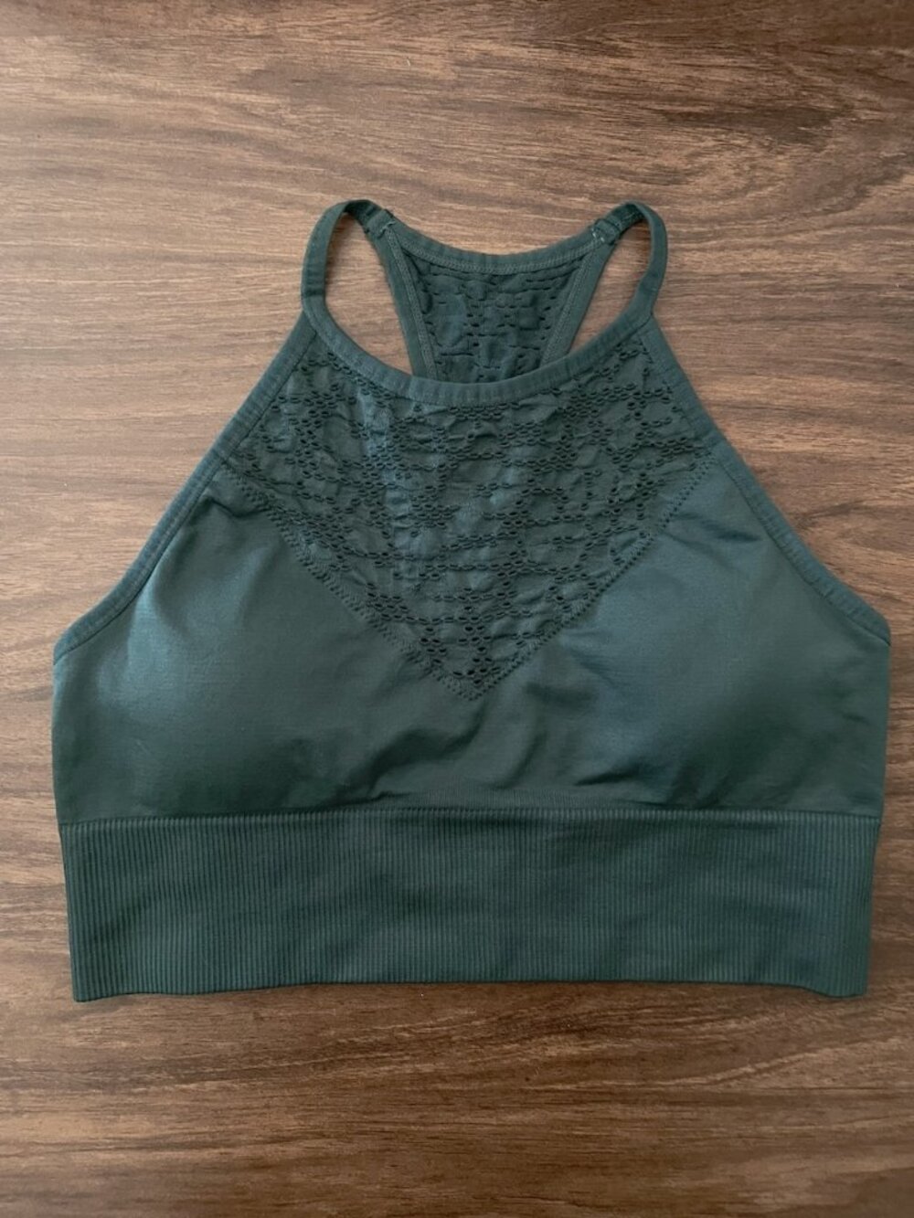 Betsey Johnson Performance Sports Bra in Teal with Perforated Details, Size M